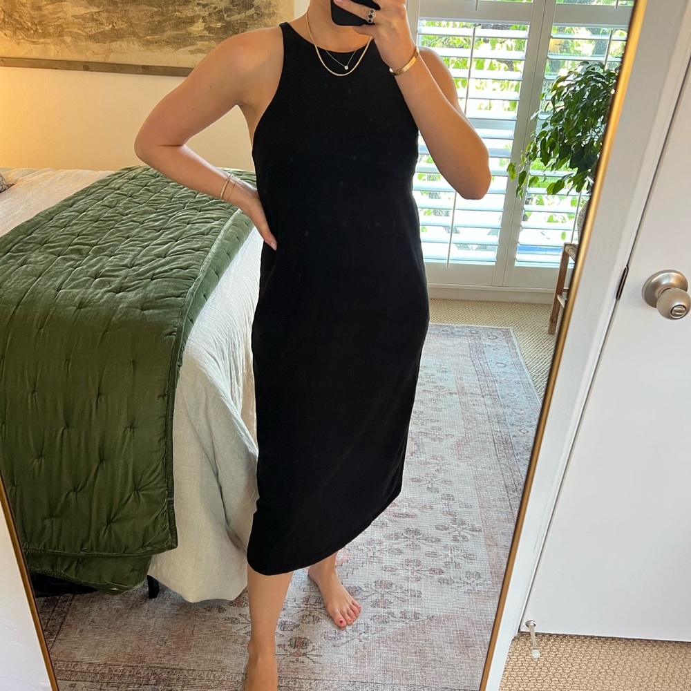 SMALL ZARA BLACK COTTON MIDI DRESS